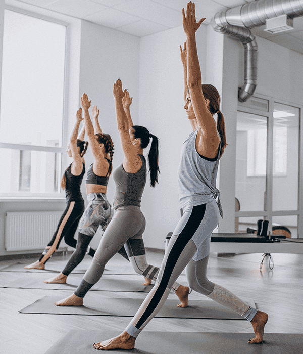 A calm yoga practice space